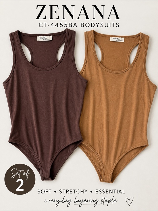 Zenana Tops - Zenana Racerback Tank Bodysuits Set of 2 | Size Large | NWOT